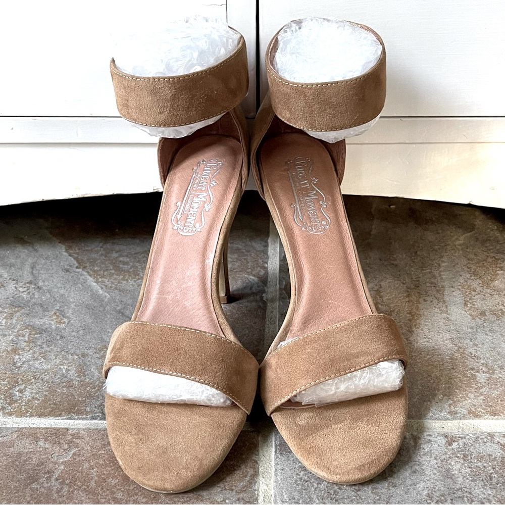 Jeffrey Campbell Great Moments Hough Tan Suede Ankle Strap Heels Pumps Size 9.5 - Picture 6 of 16